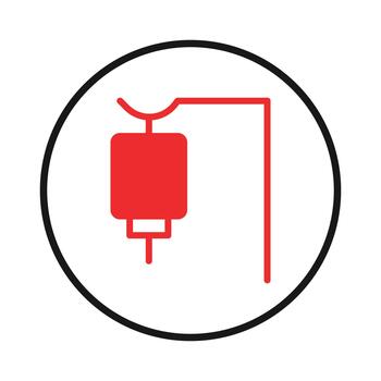 A minimalist illustration displaying medical intravenous drip concept within a circular vector