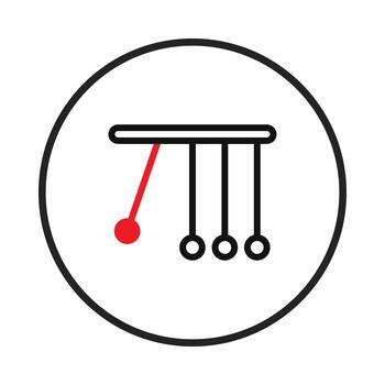 A minimalistic rendering of a pendulum illustrating concepts of physics balance and motion within vector