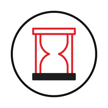 A modern rendition of temporal passage hourglass icon rendered with clean lines within a bold vector