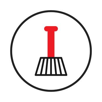 un sencillo Escoba icono ilustración dentro un circular marco creando un minimalista visual limpieza vector