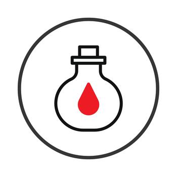 A simple representation of a potion or chemical symbol within a circular emblem offering a clear vector