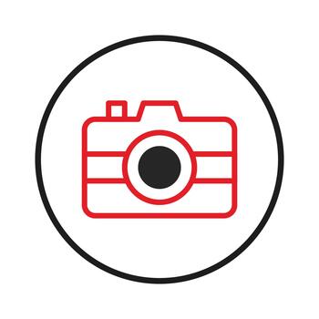 Abstract depiction of camera within dark circle with red outline offering photo possibilities image vector