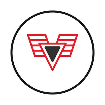 Abstract emblem design featuring a stylized chevron with horizontal lines enclosed within a vector