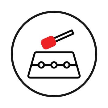 Abstract illustration displays simplistic red paddle on a geometric platform symbolizing vector