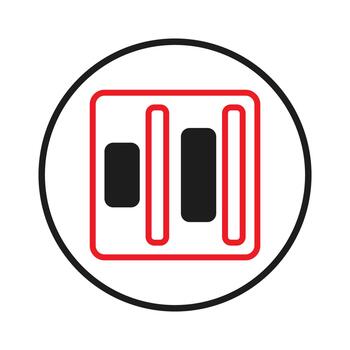 resumen minimalista diseño demostración rojo cuadrado y negro rectangular formas dentro un negro circulo vector