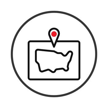 Abstract representation of american location with pinpoint indicator featuring clean design for vector