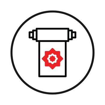 Abstract rolled ornament scroll graphic illustration with radial star in center and circle border vector