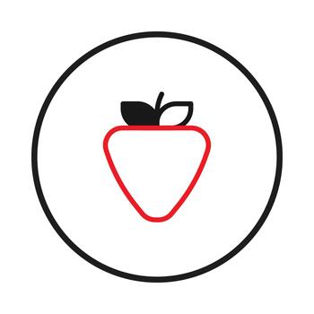 Abstract strawberry outline with simplistic leaf design framed within a circular border creates an vector