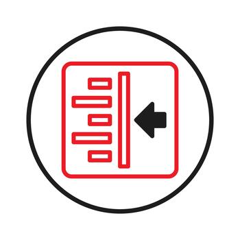 Abstract graphic displays alignment with an arrow indicating justification within a vector