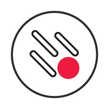 Abstract visual featuring three diagonal lines converging near a vibrant red circle icon element vector