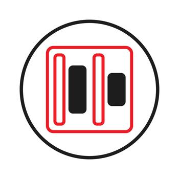 Abstract visualization with vertical linear patterns and rounded rectangles within a circular vector