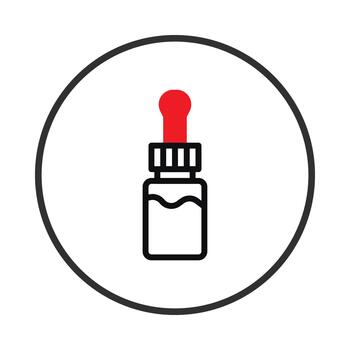 Aromatherapy Essence Bottle with Red Dropper Inside Circular Frame Presentation for Wellness and vector