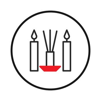 Aromatic home fragrance concept with reed diffuser and candles in minimalist design creates vector