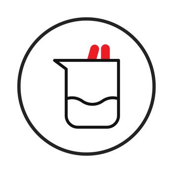 cubilete con rojo elementos representando científico investigación y experimentos icono minimalista diseño vector