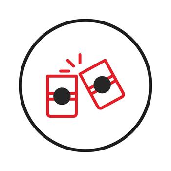 Celebrating with stylized drink containers within circular frame icon representation for events or vector