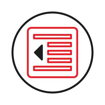 Navigational element with distinct arrow and horizontal lines within a circular interface display vector