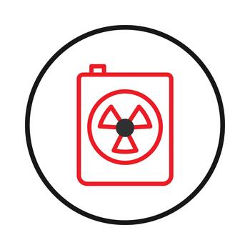 Radioactive hazard warning symbol enclosed in a circle representing potential nuclear danger and vector