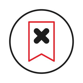 Red deletion mark symbol within the circular frame representing mistake and cancelling the process vector