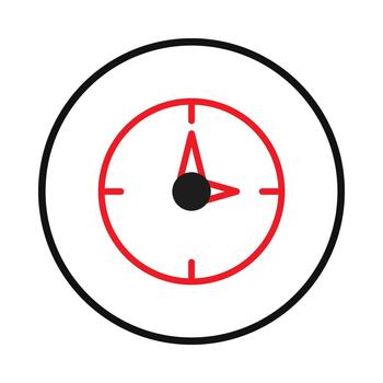 Simple clock face illustration depicting the concept of time management and precision of scheduling vector