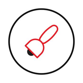 Simple red line art bell inside a round circular frame ideal minimal illustration element vector