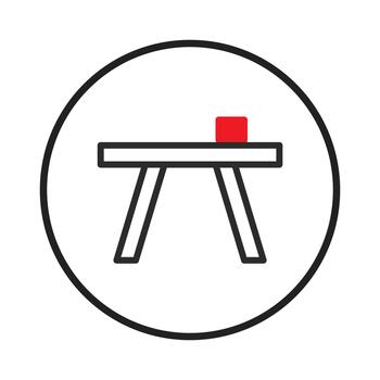 sencillo mesa con un soltero rojo cubo ilustración transporta conceptos de equilibrar y construcción con vector