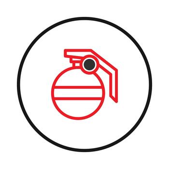 Simplified grenade icon representing danger with bold red lines and a stark contrast design vector