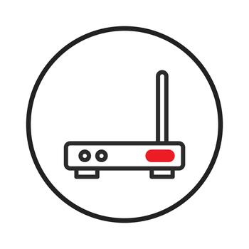 Simplified network device icon symbolizing connectivity and internet access within a circular vector
