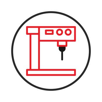 Simplified representation of a drilling machine within a circular frame perfect for engineering vector
