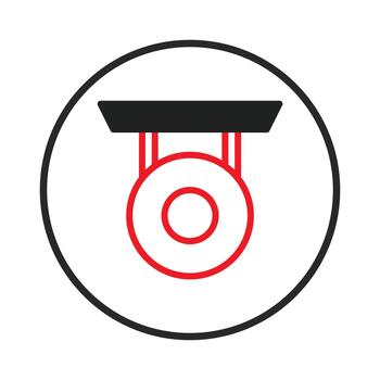 Simplified representation of round surveillance camera with black frame offering security system vector