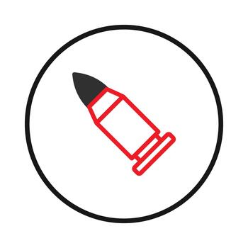 Stylized ammunition icon depicting firearm projectile defense technology within circular frame vector