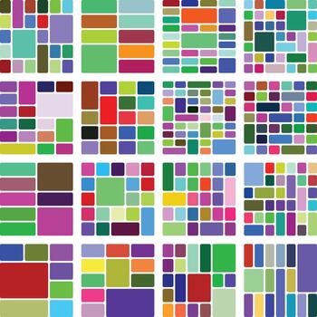 Vivid abstract geometric pattern with diverse colored rectangular shapes background vector