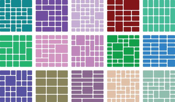 Colorful abstract rounded rectangle patterns. graphic design elements grid vector