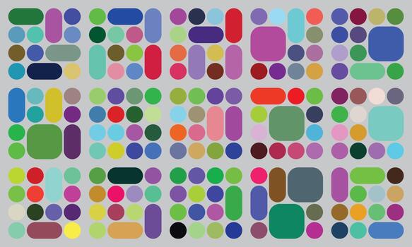 Vibrant abstract geometric design with circles and various rounded shapes vector