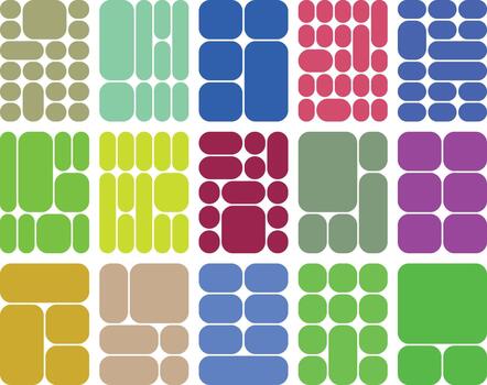 Abstract colorful rounded geometric shapes pattern grid background design vector