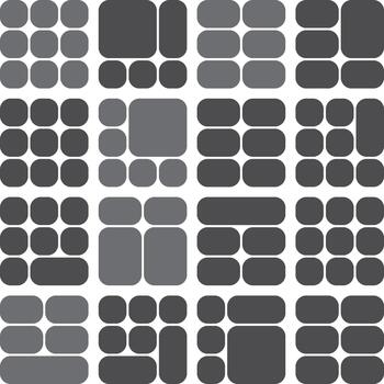 Abstract grid pattern of rounded rectangles in varying gray shades for ui vector