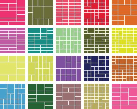 Diverse colorful geometric grid patterns abstract mosaic layout design collection vector