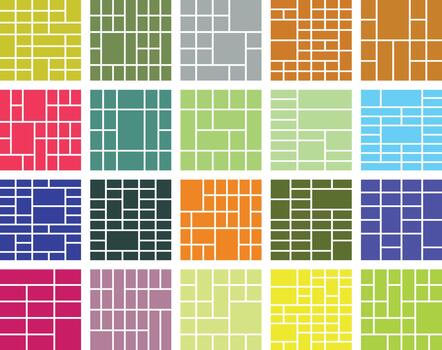 vibrante geométrico resumen patrones cuadrícula con varios mosaico bloquear diseños vector