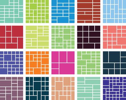 Abstract colorful geometric mosaic grid patterns set design element modern art vector
