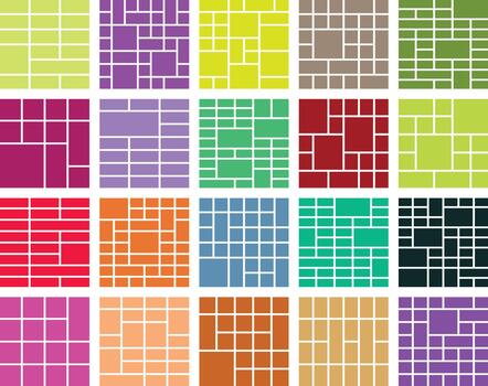 Abstract geometric patterns with colorful rectangles and squares collection vector