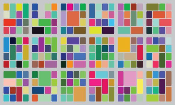 Colorful abstract geometric grid pattern with diverse rectangles and squares vector