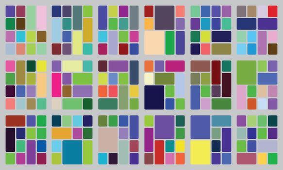 vibrante geométrico mosaico modelo con redondeado rectángulos y cuadrícula resumen vector