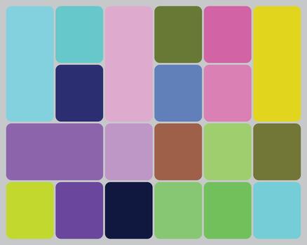 Abstract grid pattern of vibrant rounded rectangles on a grey background texture. vector