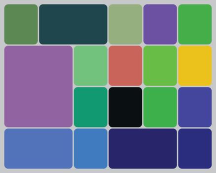 Colorful rounded rectangular grid pattern on gray, geometric abstract art vector