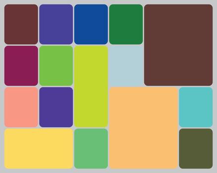 Colorful rounded rectangular tiles forming abstract mosaic pattern on grey vector