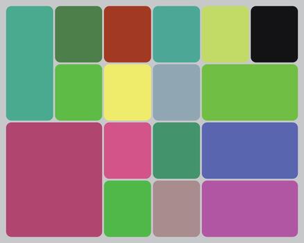 Abstract colorful mosaic pattern with varied rounded rectangles on grey vector