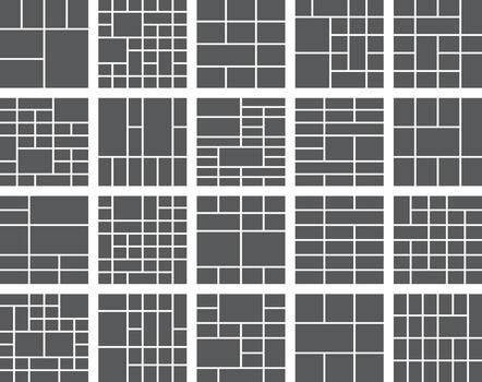 Collection of diverse grid layouts for photo collages and design templates vector