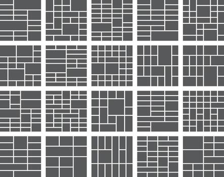 resumen geométrico cuadrícula diseños colocar, moderno rectangular collage patrones. vector