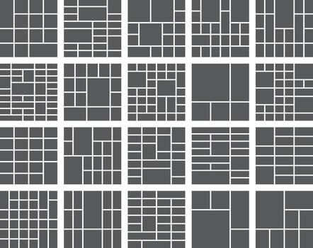 geométrico cuadrícula patrones conjunto para foto collage disposición, diverso web diseños vector