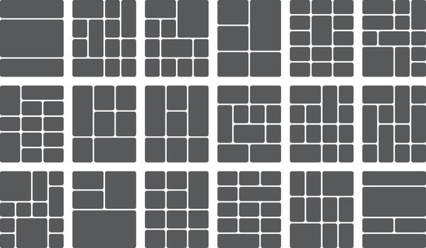 Multiple photo collage templates and grid layouts for web ui design blocks vector