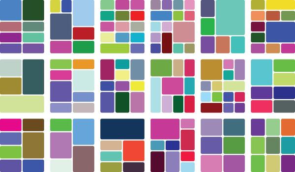 Colorful abstract mosaic pattern with diverse rounded rectangles background vector